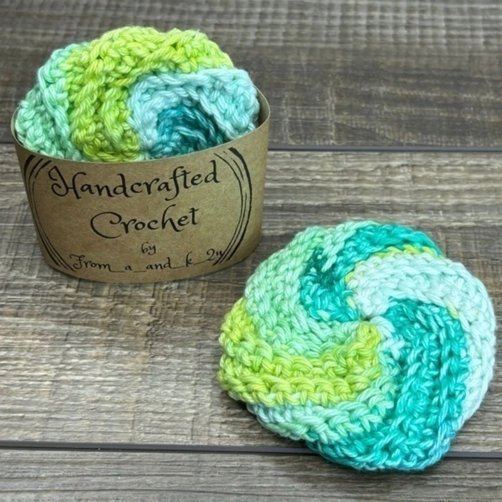 Handcrafted Crochet Spiral Tawashi Bath Scrubbies‎ Set Cotton Yarn Handmade